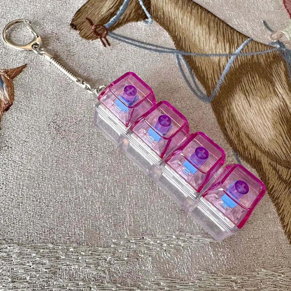 Keyboard Fidget Toys LED Crystal Keycap Keychain Stress Relief Fingertip Gadget Decompression Toys Clicker Fidget Toy