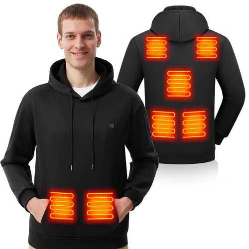 Heated Hoodie for Men, Electric Heating Sweatshirt with Fleece Lining, Winter Thermal Pullover Sweater, Battery Not Included